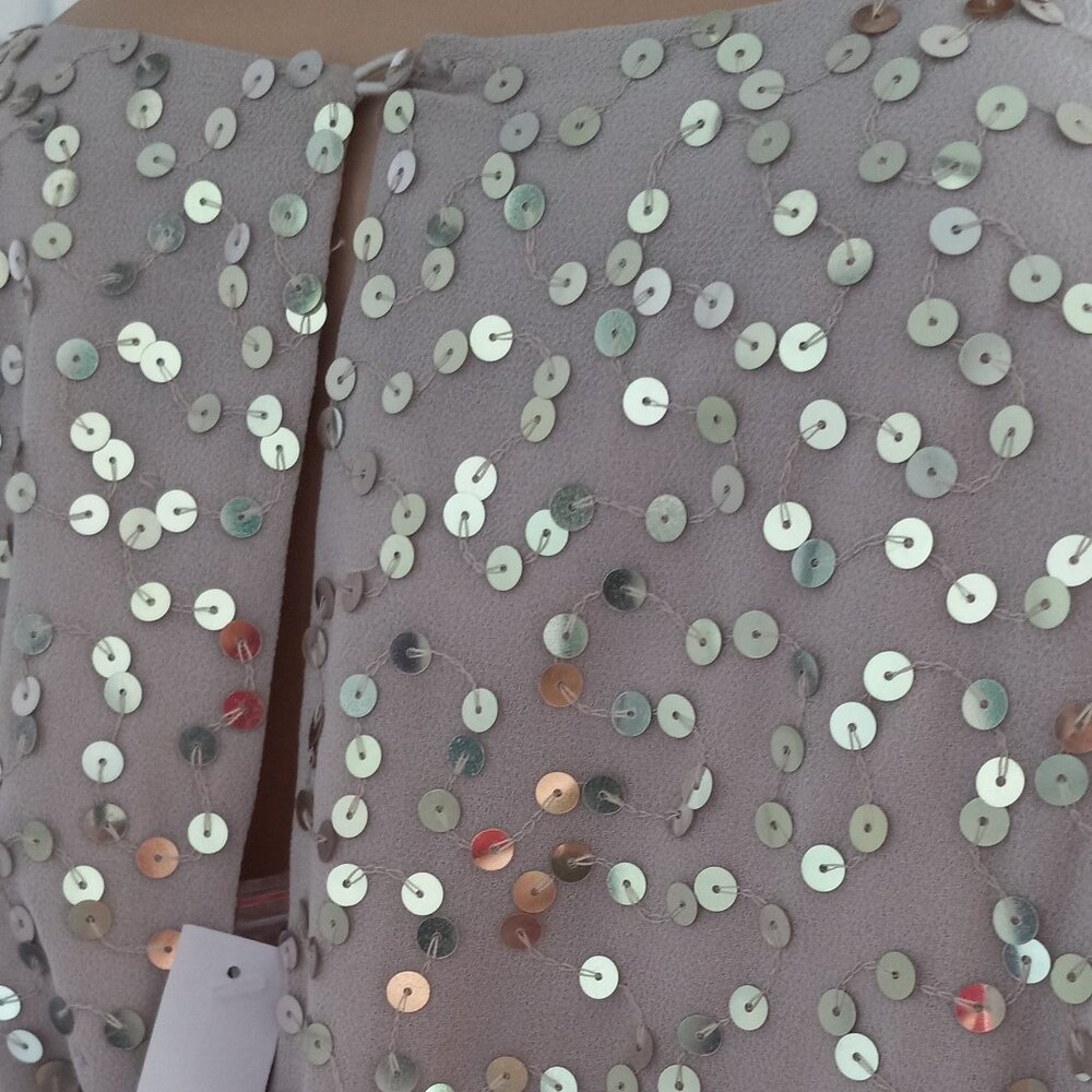 Nwt ASOS DESIGN Gold Scatter Sequin Batwing Sleeve Wrap Midi Dress Size 10 - Picture 11 of 14